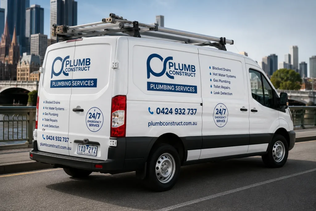 Plumb Construct licensed Melbourne plumber service van providing fast plumbing services across Melbourne