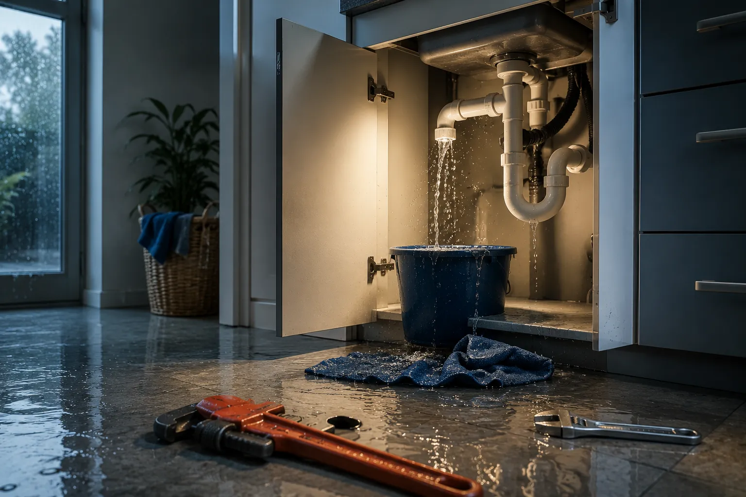 Licensed emergency plumber in Melbourne responding to a burst pipe repair at a residential property