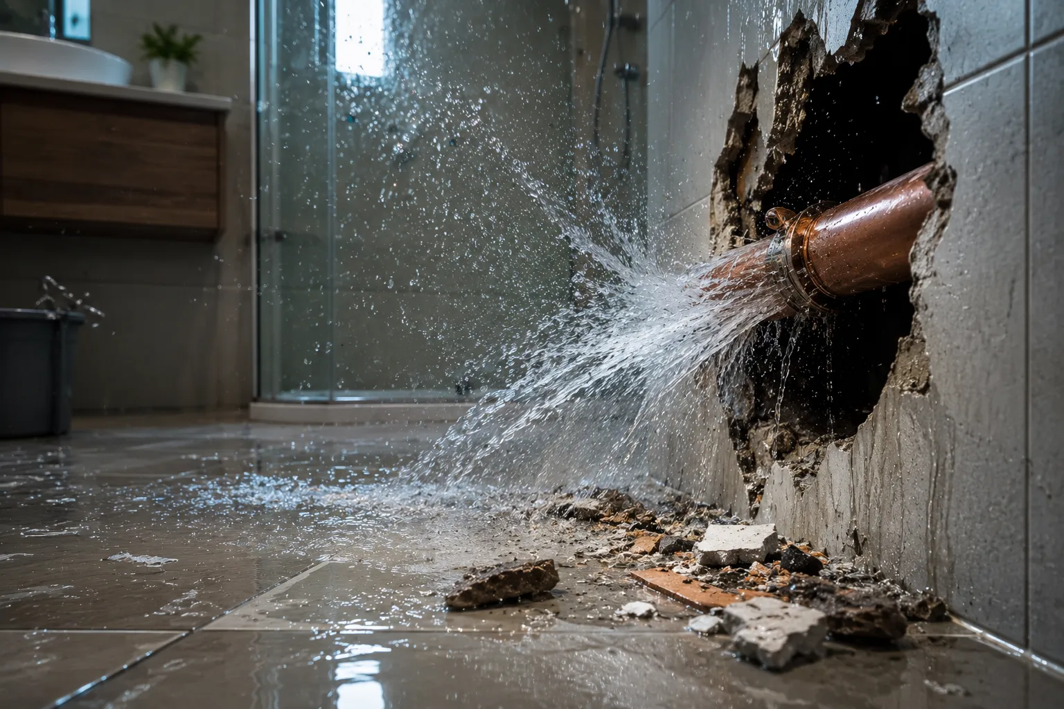 Homeowner shutting off the water mains during a burst pipe emergency in Melbourne