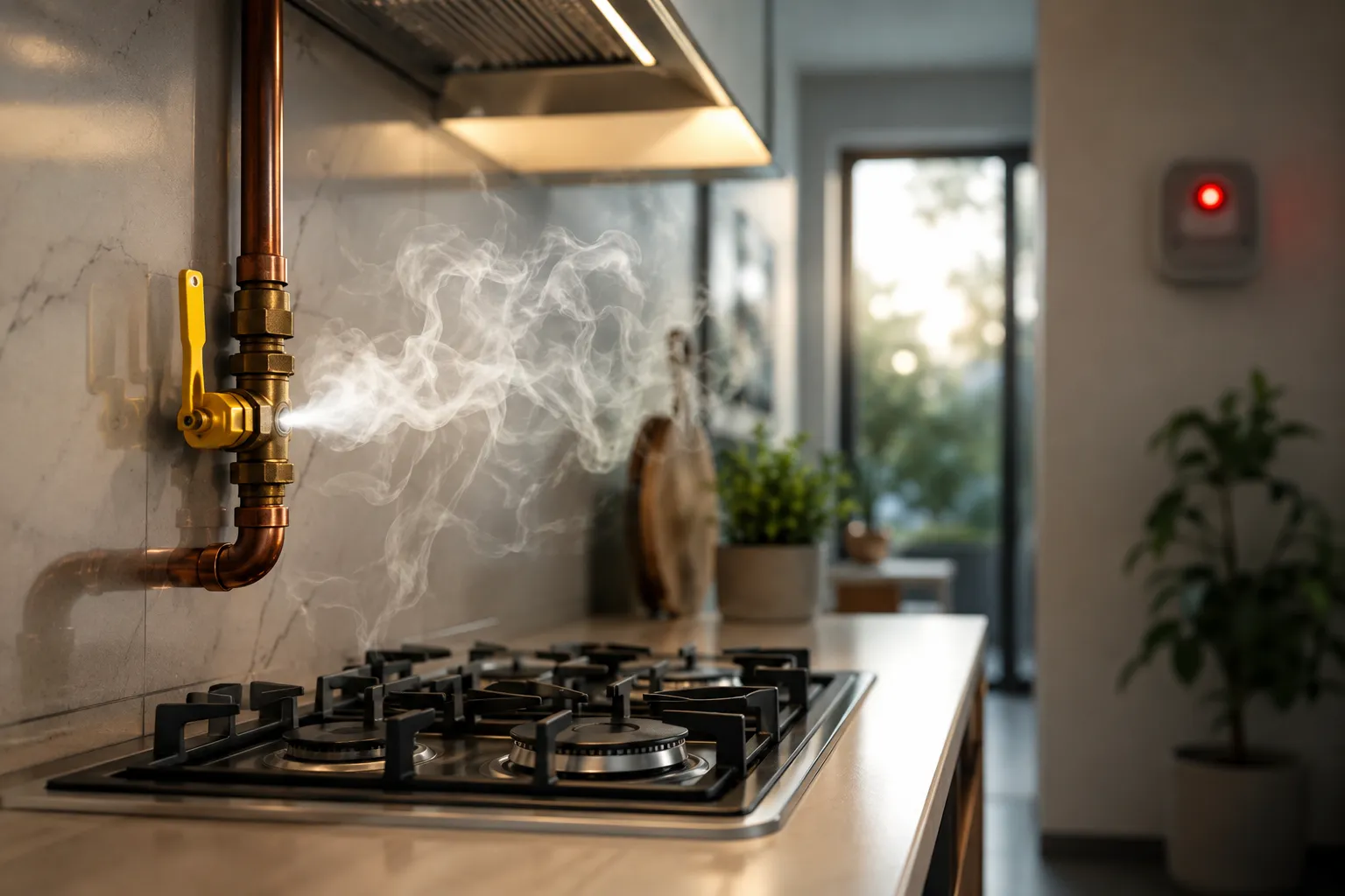 Licensed Melbourne gas fitter checking a stove connection for a gas leak