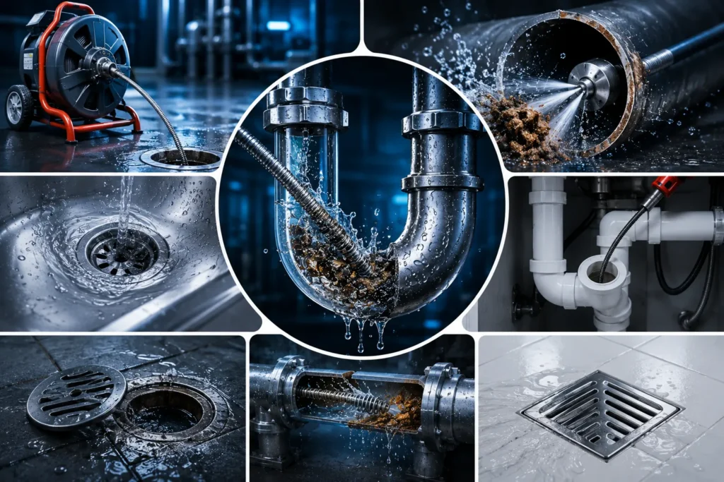 Licensed Plumb Construct plumber performing professional drain cleaning inspection at a Melbourne property