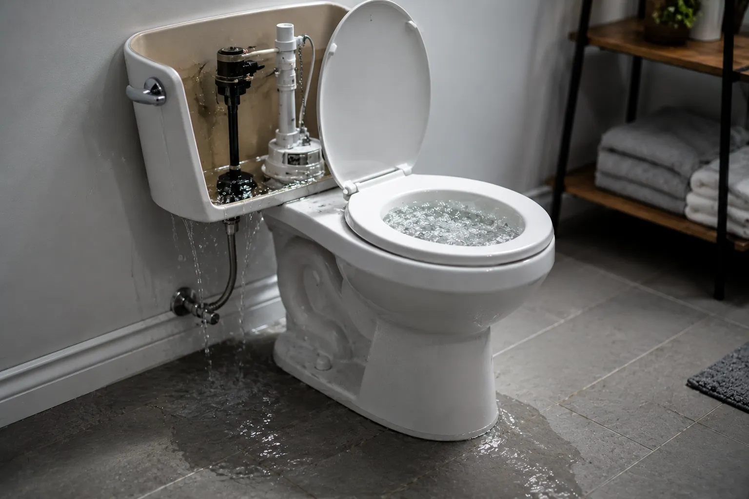 Plumber inspecting a toilet cistern to fix a running toilet in a Melbourne home