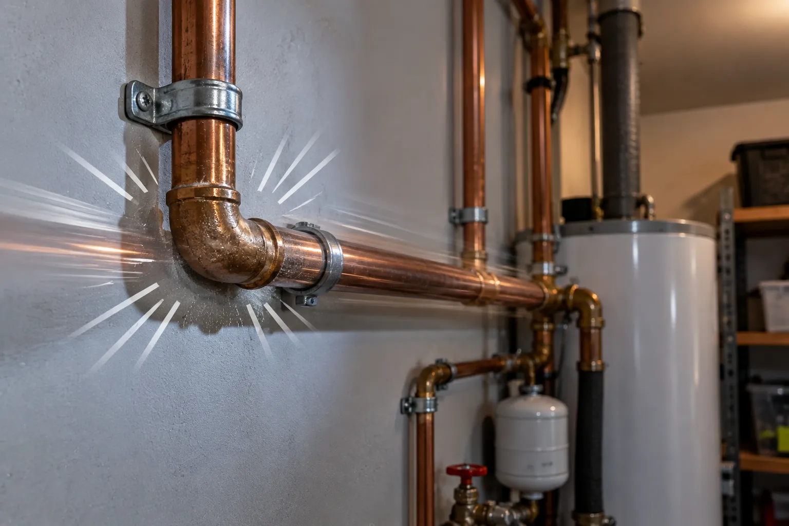 Copper water pipes under a Melbourne home where water hammer causes banging noises